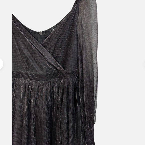 SOIEBLU Gown Elegant Navy Chiffon Surplice V Neck Balloon L/S NWT Sz M L - Picture 11 of 15